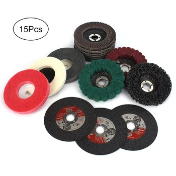 

15Pcs 4inch Flap Discs Grinding Wheels Cut off Wheel Set Include Flap Disc NylonBuffing Polishing Wheel etc Abrasive Tools