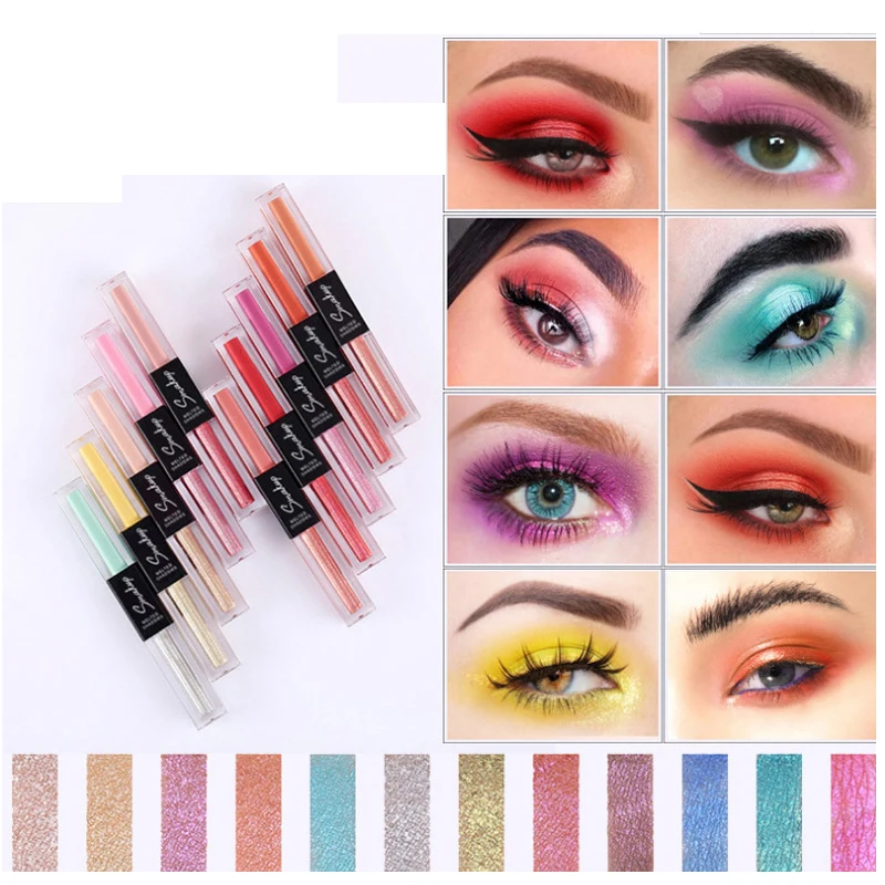 2 Стороны Жидкие тени для век блеск макияж матовые Косметические Shimmer Duo сделать