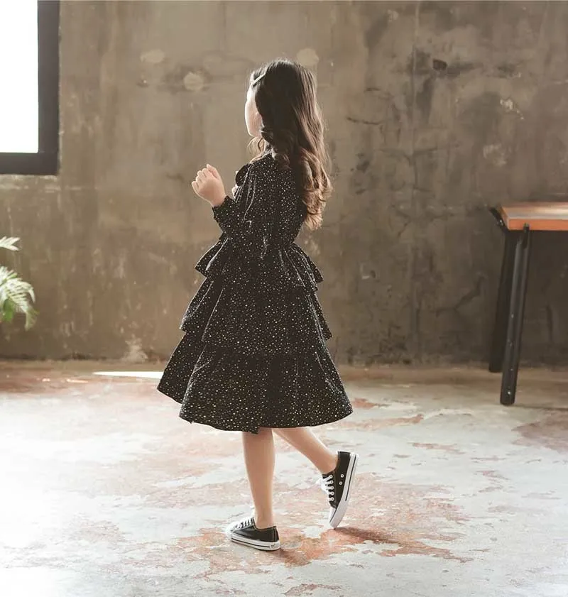 New 2019 Teen Kids Autumn Dress Black Winter Girls Dresses Fashion Children Baby Princess Dress Mother And Daughter Clothing (5)