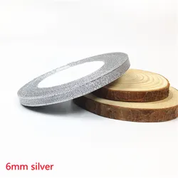 Elegant Silver and Gold Silk Satin Organza Ribbon for Wedding and DIY Crafts - 25 Yards (6mm Silver)