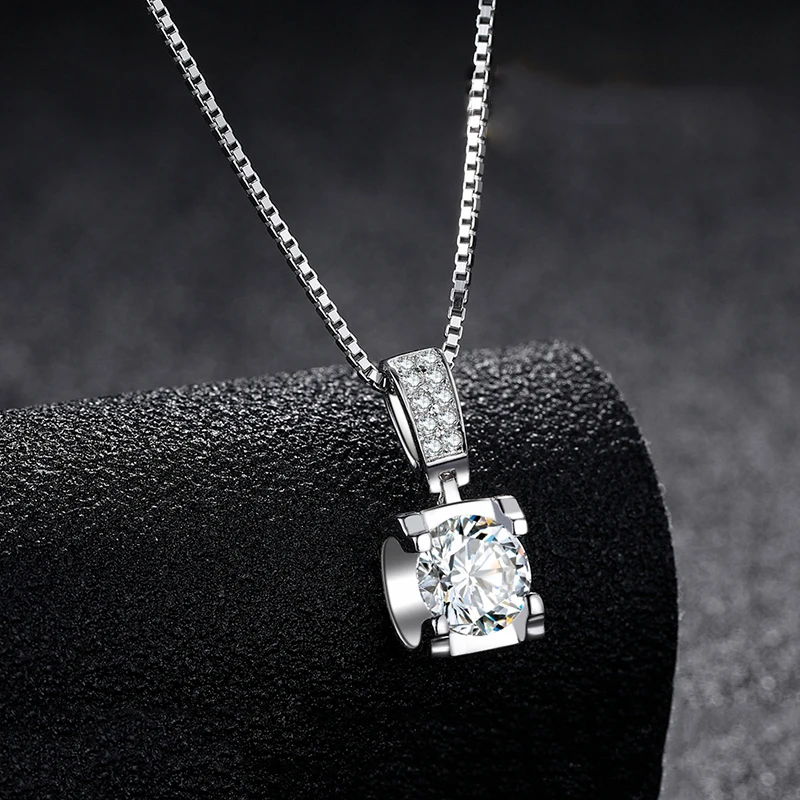 BOEYCJR 925 серебро 0.5ct/1ct/2ct F цвет Moissanite VVS помолвка элегантная Свадебная подвеска, ожерелье для женщин Подарок на годовщину