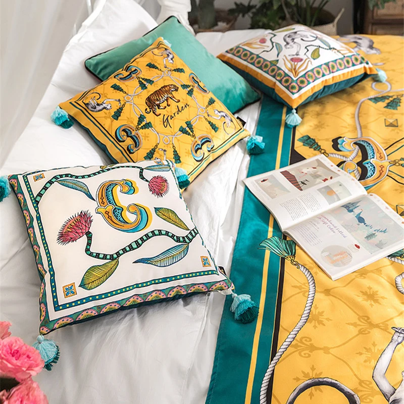 

Американская подушка крышка тигра ходить Housse De Coussin Бросьте кольцо обручальное кольцо кисточкой Cojines Decorativos Para диван