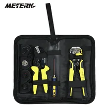 Meterk-Kit profesional 4 en 1 de herramientas de prensado de cables, alicates de crimpado de terminales de carraca de ingeniería con destornillador Pelacables