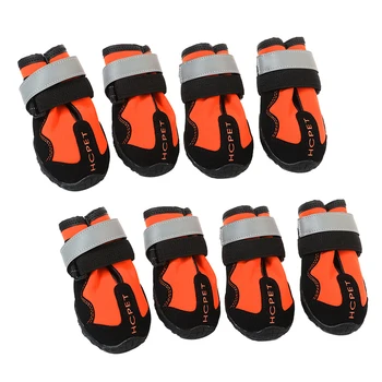 

8-Pack Pet Dog Reflective Rain Shoes Snow Boots Rubber Rugged Sole L Orange