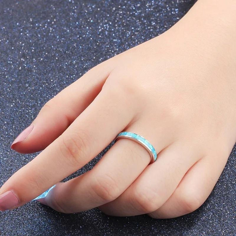 Exquisite White / Blue Fire Opal Ring Simple Wedding Engagement For Man Woman Fashion Gift | Украшения и аксессуары