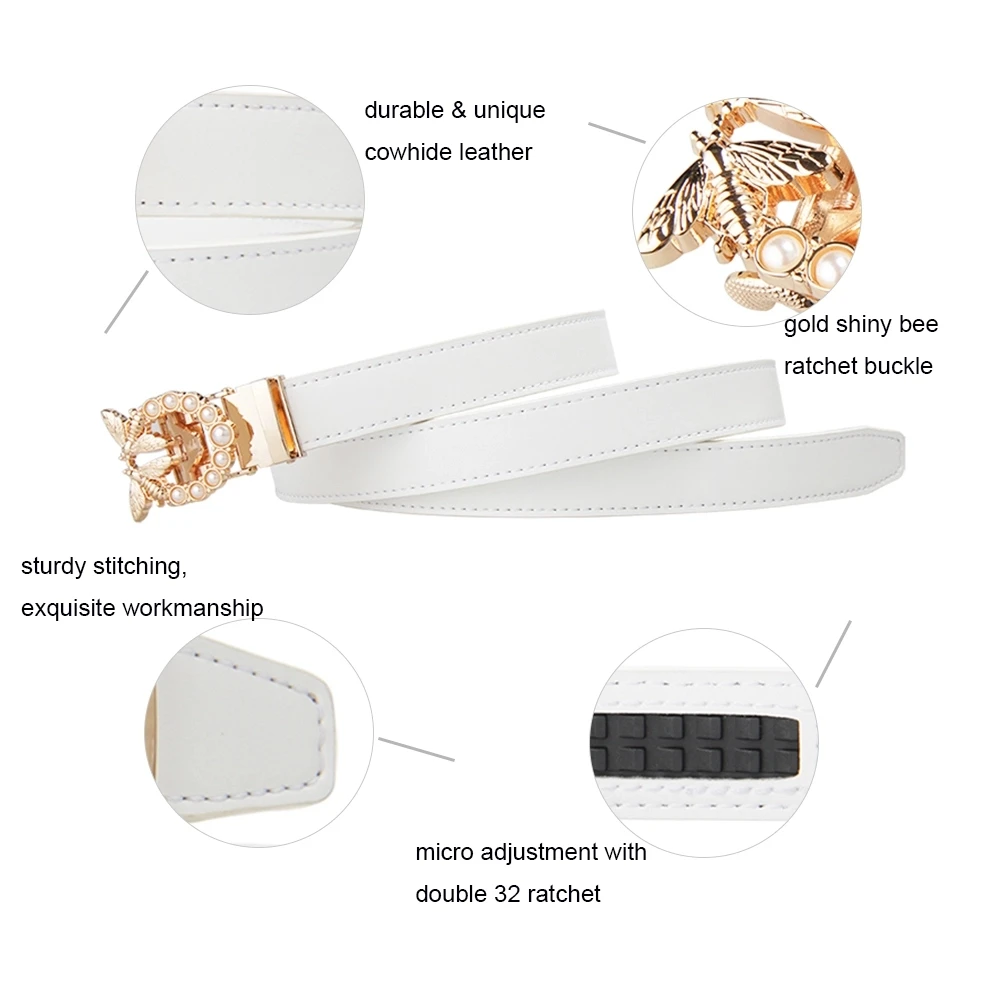 New Fashion Women's Belts Genuine Leather Designer High Quality Belt Women Luxury Straps for Woman White Automatic Buckle Belts