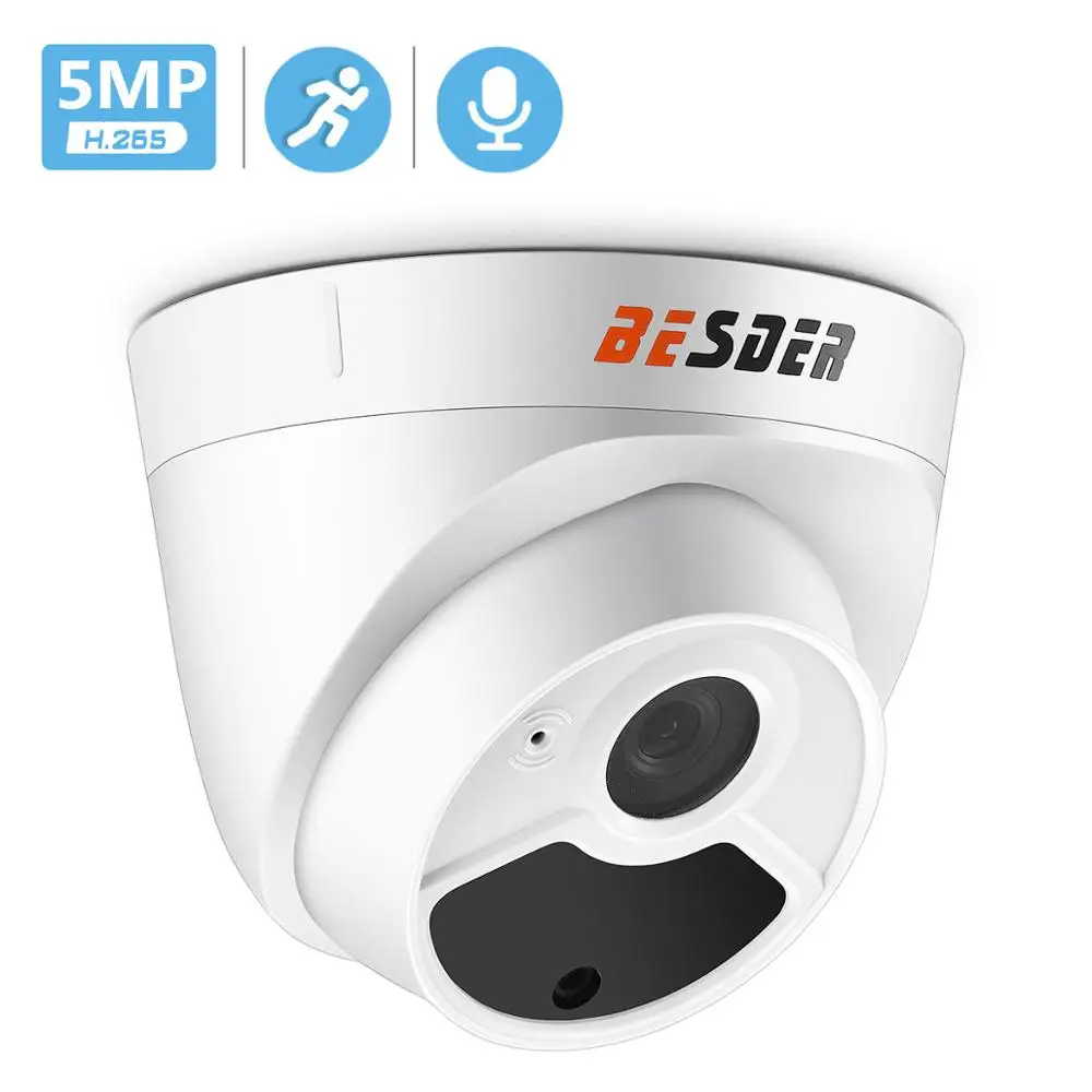 IP камера BESDER купольная H.265 1080P 3 Мп 5 48 В PoE ONVIF|ip camera audio|camera audiodome ip |