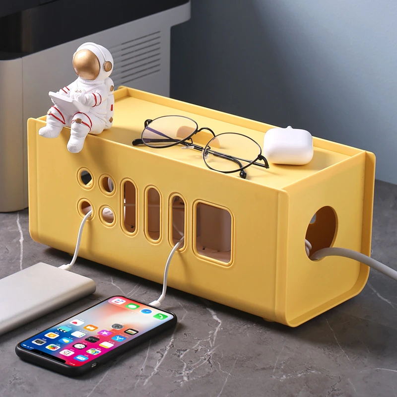 Colour Cable Storage Box Power Board Wire Management Socket Strip Wire Case  Dust Charger Socket Organizer Network Bin Charger