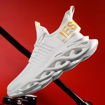 

High Quality Men Casual Shoes Lightweight Breathable Mesh Male Shoes Lace-up Comfortable Sneakers Walking Outdoor White Footwear