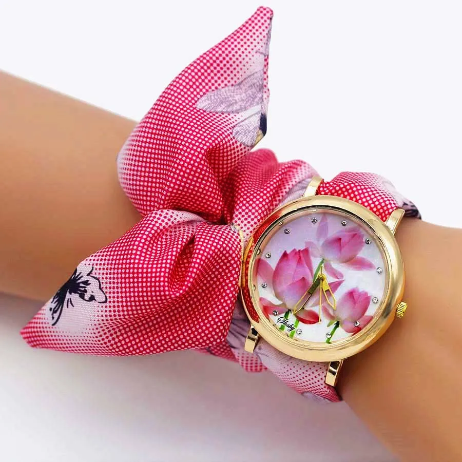 Shsby 2020 Women's Watches Fashion Floral Cloth Ladies Watches Flower Bracelet Clock Dress Wristwatch Luxury Relogio Feminino luxury women s quartz wristwatch casual minimalist ladies watches clock femal stainless steel mesh band watches relogio feminino