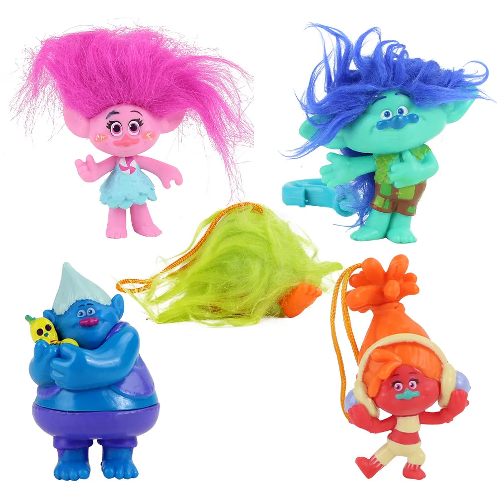 

5pcs/set Movie Trolls PVC Keychain Figures Toys Poppy Branch Model Pendants Toys Dolls Brinquedos Kids Xmas Gift