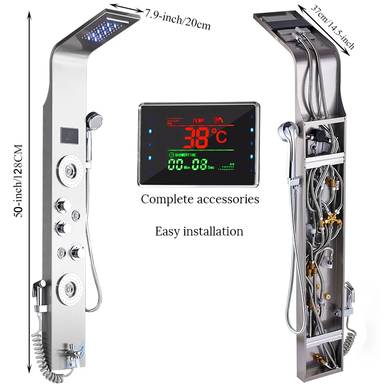 Suguword набор для ванной Душевой панели смеситель клапан кран светодиодный душ с дождевой насадкой спа с температурным дисплеем Душевая система