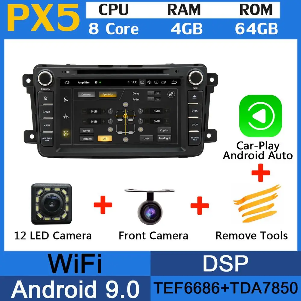 5 USB PX6/восьмиядерный Android 9,0 автомобильный DVD для Mazda CX-9 CX9 CX 9 2010 2011 2012 2013 автомобильный радио gps DSP Android авто - Цвет: PX5-Carplay