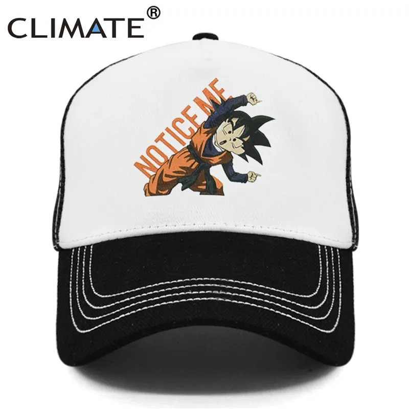 Черный Климат Dragon Ball Trucker Кепка s забавная Милая Кепка GOKU Notice Me летняя крутая сетчатая Кепка Trucker s оранжевая Кепка для мужчин, женщин и детей - Цвет: Черный