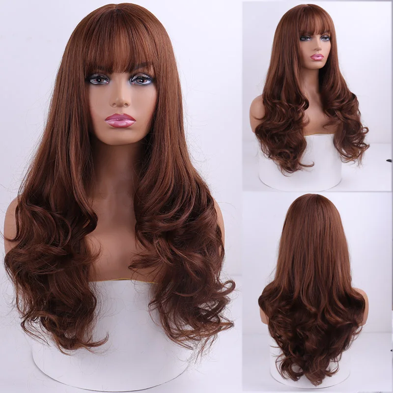 Merisi hair peruca longa ondulada com franjas,