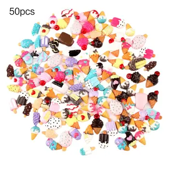 

30/50Pcs Mixed Cute Flat Back Cabochon Resin Ice Cream Scrapbooking DIY Craft Phone Cover Hair Clip Accessories Embellishments