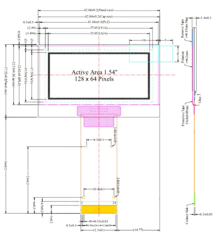 1,54 Zoll OLED Modul 1,54" 12864 Bildschirm LCD LED Display Modul 128*64 SSD1309 SPI/IIC I2C Schnittstelle für Arduino 4Pin 7Pin – Detail 8