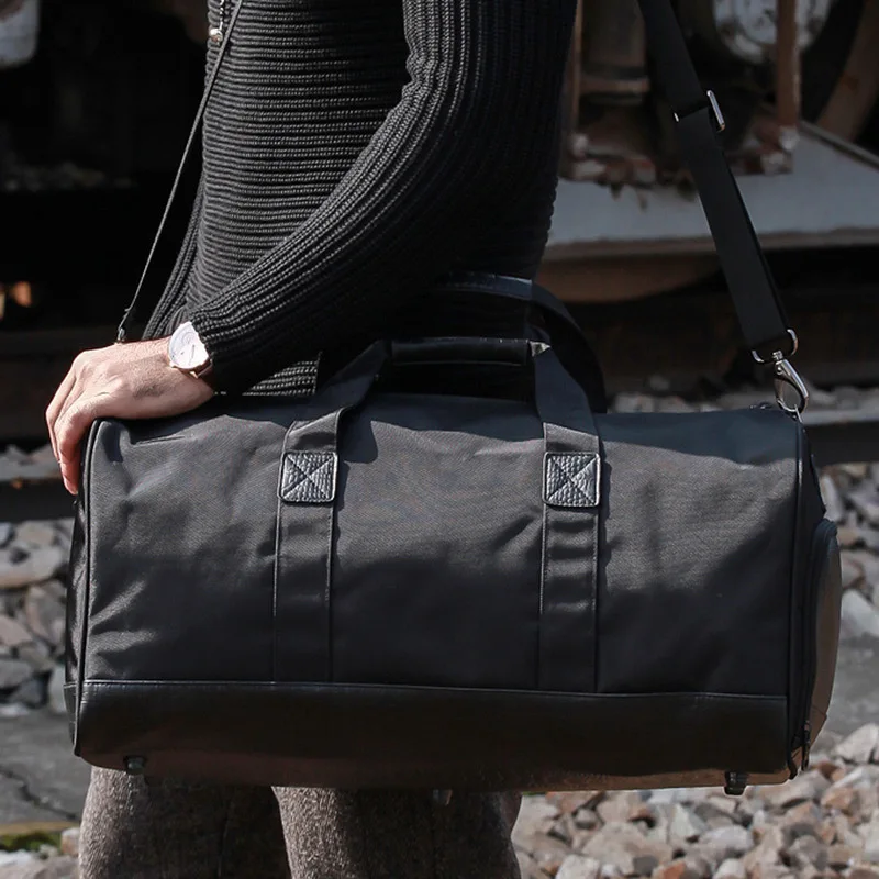 

MEN'S Single-shoulder Bag Travel Bag Cylinder Handbag Large Capacity Luggage Bag Sports Gym Bag Brand