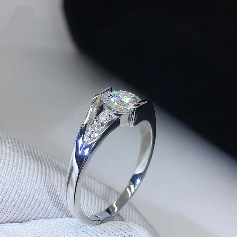 YANHUI шахматный дизайн с сертификатом 1ct 6 мм EF VVS1 круглая огранка кубического циркония 925 Серебряное кольцо подарок для девушки BKJZ036