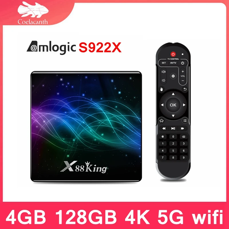 

2020 Latest X88 King Box Android 9.0 Tv Box Amlogic S922X 4GB LPDDR4 Dual Wifi BT5.0 1000M 4K Smart Set Top Box