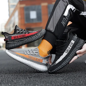 

2020 Summer New Sports Shoes Men's Color Matching Flying Woven Casua Light Shoes Fashion Trend Breathable Net Shoes