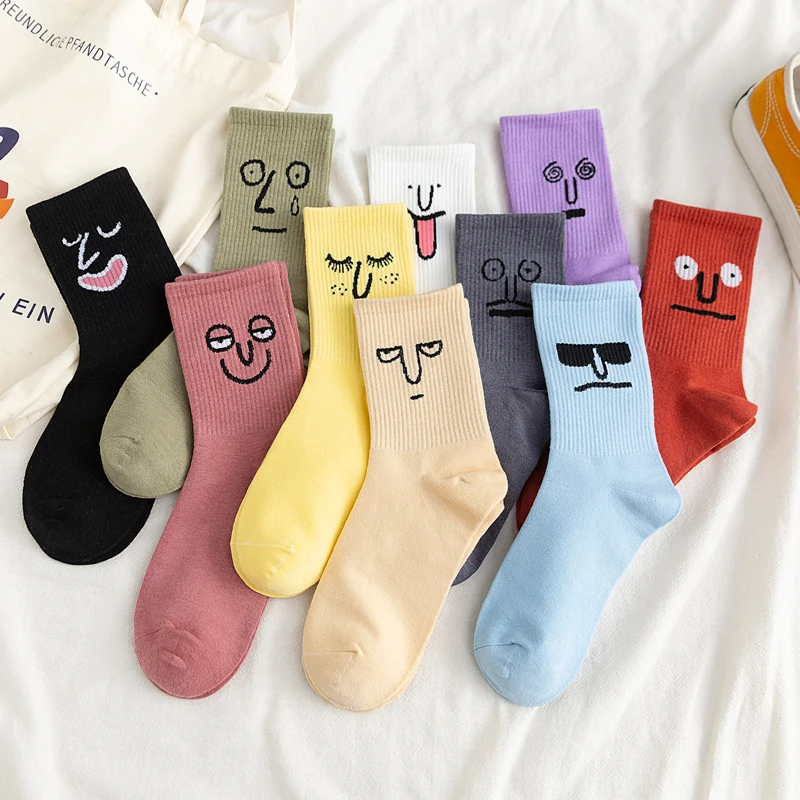 Мужские и женские носки унисекс в стиле Харадзюку, разноцветные забавные носки, зимняя уличная одежда из 100 хлопка, 1 пара, Kawaii, Размеры 35-42