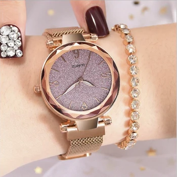 

Quartz Watch Fashion Rhinestone Ore Dial Women Watches Magnet Alloy Milan Strap Ladies Wrist Watch Luxury Clock Reloj mujer