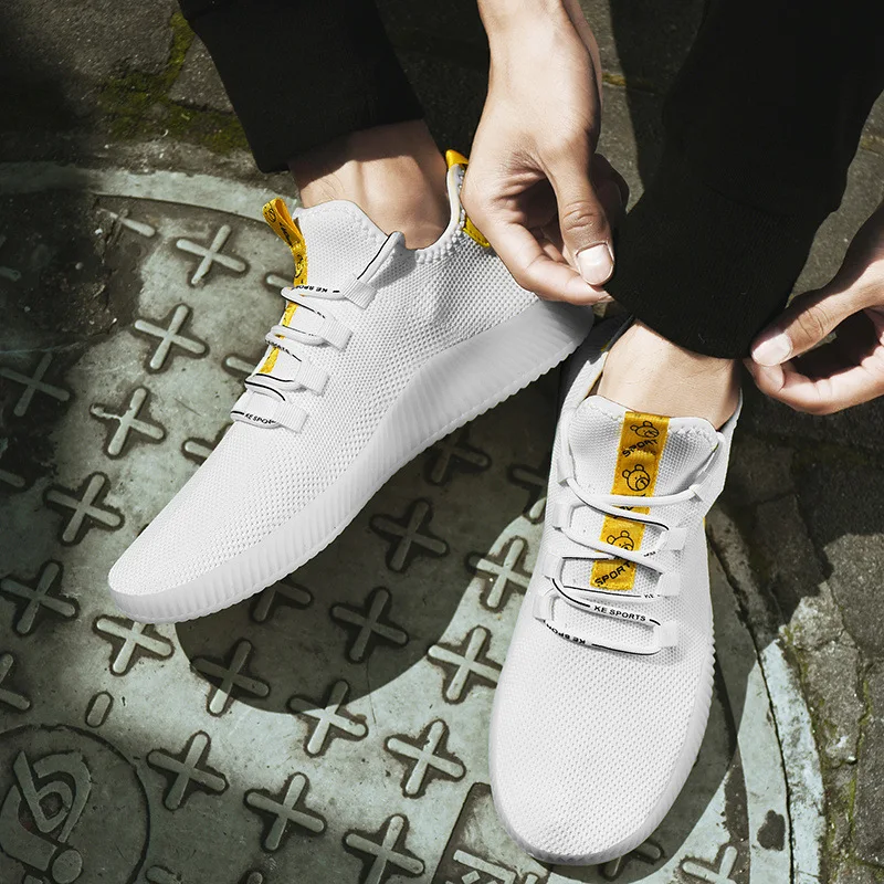 

Douyin Celebrity Style Online Celebrity Gel Shoes INS Mesh Shoes Men's Breathable Deodorizing Autumn Fly Woven Men Casual Sports