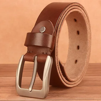 

Men's 100% Leather Jeans Belt with Stitch Design and Prong Buckle