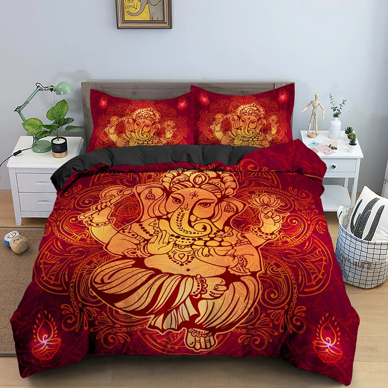 Ganesha Lord Luxury King Queen Single Bedding Set Psychedelic Duvet Cover AU/EU/UK/US Size Available With PIllowcase 2/3pcs 