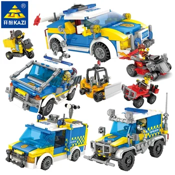 

KAZI City Police Chase Thief Building Blocks Loading SUV Model Building Blocks Bricks Educational Toys for children Boy Girl