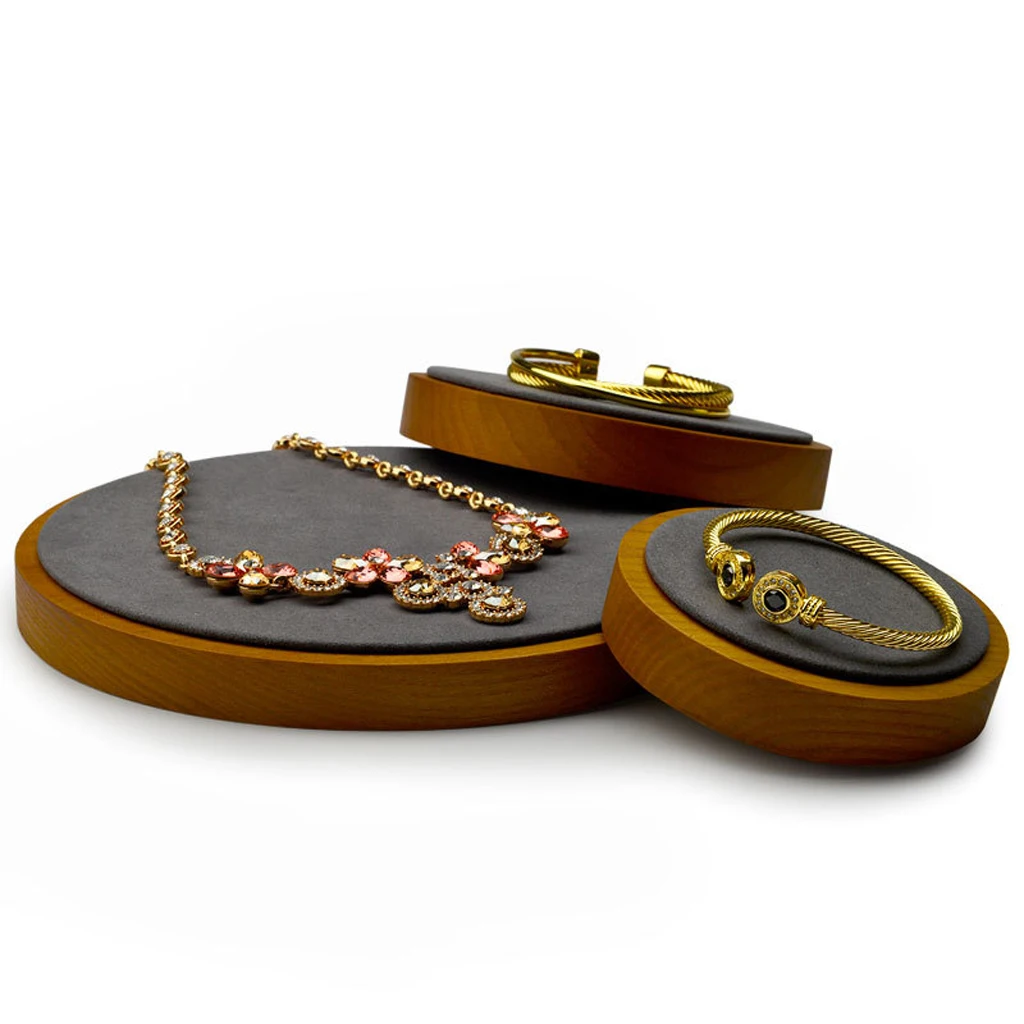 

Fashion Jewelry Display Tray Jewellery Storage Box Natural Solid Wood Showcase