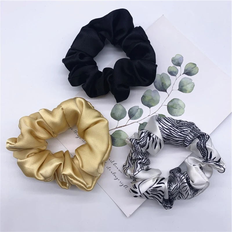 100% Pure Silk Hair Scrunchie Width 3.5cm Hair Ties Band Girls Ponytail Holder Luxurious Colors Sold by one pack of 3pcs claw hair clips Hair Accessories