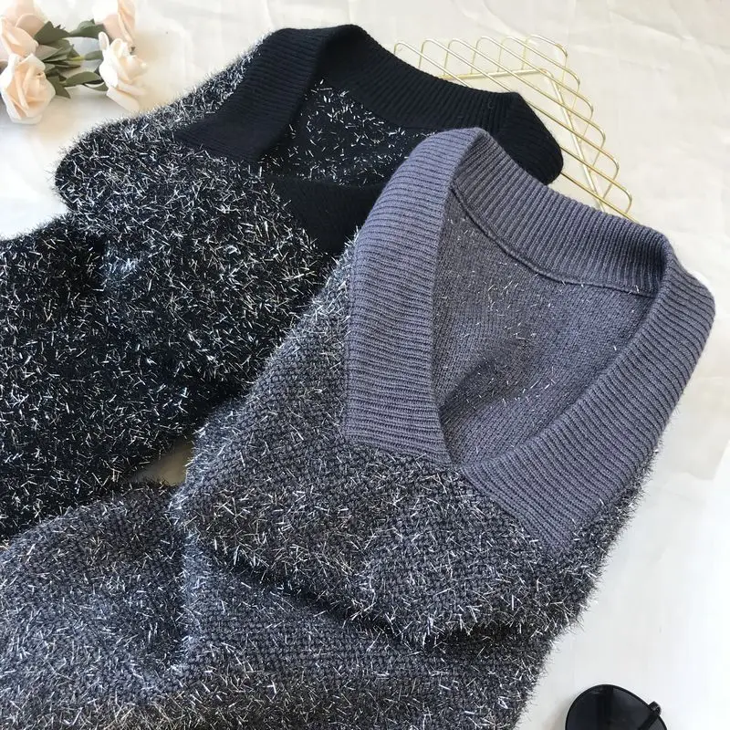 Joinyouth, Модный женский свитер, Invierno,, осень, зима, люрекс, однотонный, пуловер без рукавов, Ретро стиль, яркий шелк, v-образный вырез, корейский стиль, J355