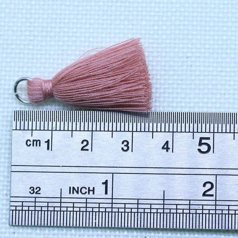 Description Picture 5 of item20-100Pcs Polyester Cotton Mini Metal Ring Tassel Trim DIY Hanging Ring Fringe Trim Garments Curtains Jewelry Decor Tassels Lace