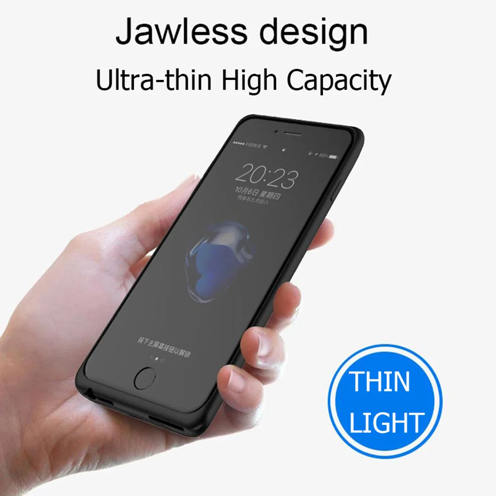 HORUG чехол для зарядного устройства для iPhone 6, 6s, 7, 8 Plus, чехол для аккумулятора, внешний аккумулятор, чехол для зарядки s, зарядное устройство, ультра тонкий внешний чехол