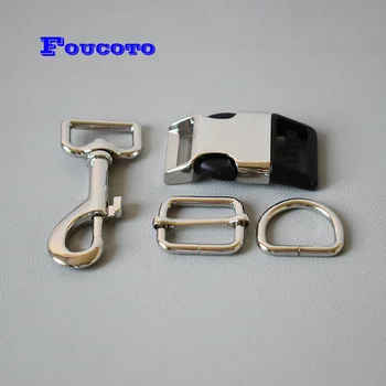 

50 sets metal hardware clip buckles D rings adjuster 25mm dog collar leash belt strap clip clasp DIY handmade sewing accessories