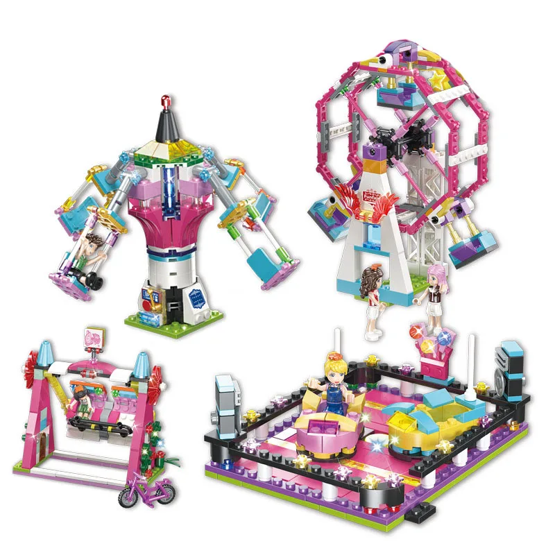 

1124pcs Girls Blocks Compatible Legoingly Friends Amusement Park Roller Coaster Figure Model Building Toys Hobbie Children