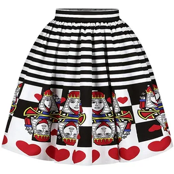 

Summer Women Pleated Skirts Sexy Streetwear Poker Printed Skirts Female Festival Clothes Ladies Girl High Waist Skirt Gothic