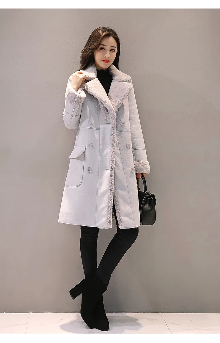 ZADORIN зимняя замшевая куртка из искусственного меха с длинным рукавом из овчины розовая шуба для женщин плюс размер Элегантное Длинное Пальто уличная