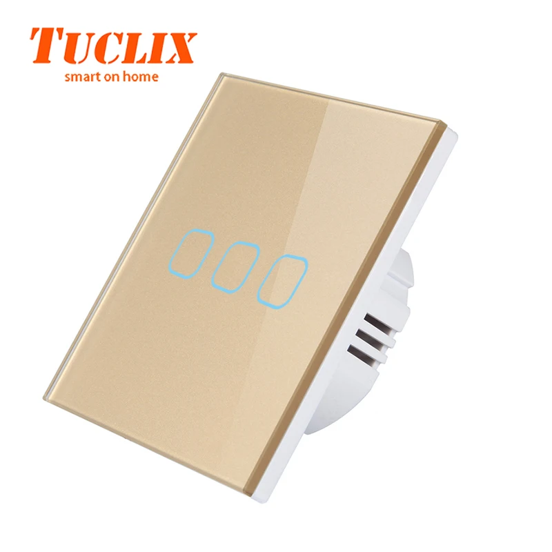 TUCLIX сенсорный выключатель 3 банды 1 способ, настенный светильник сенсорный экран переключатель, Кристалл Стекло переключатель панель, не может быть удаленно управляется