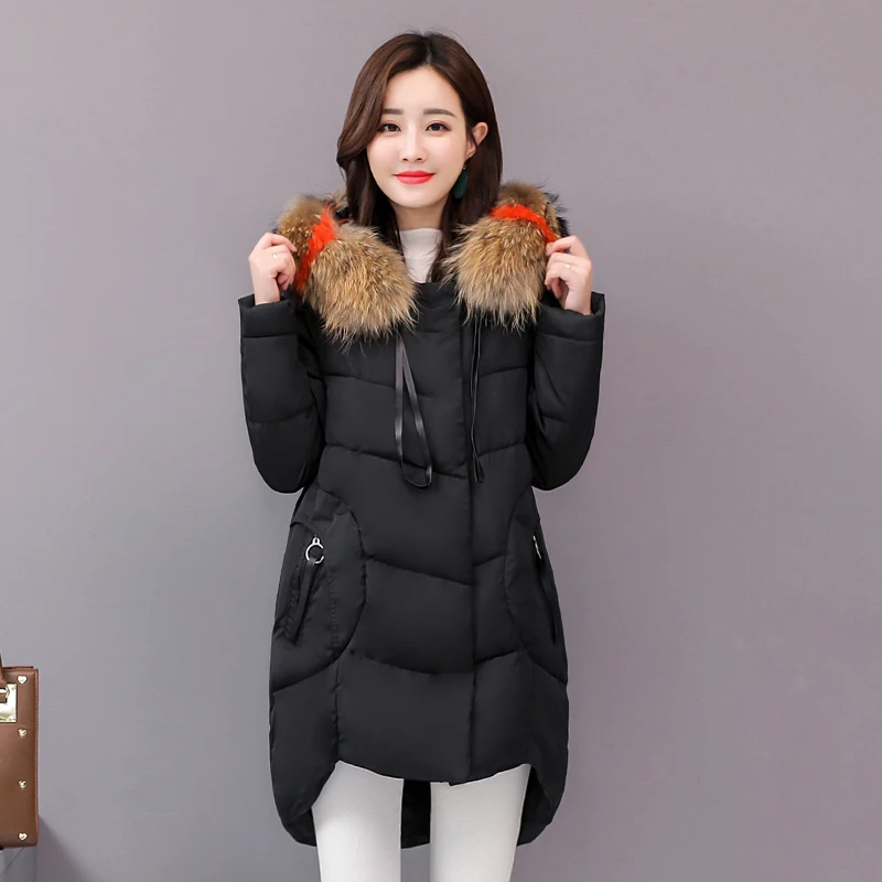 Women's Winter Long Down Jacket Hooded With Fur