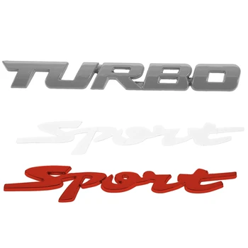 

2 Pcs TURBO Universal Car Motorcycle Auto 3D Metal Emblem Badge Decal Sticker, Silver & red