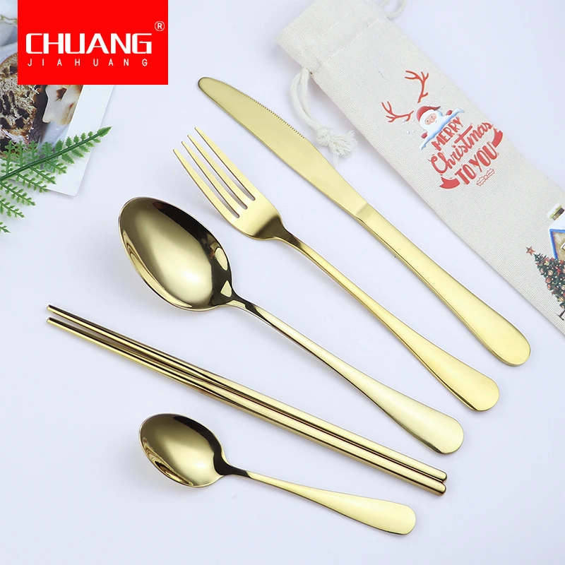 Нержавеющая сталь рождественский стиль красочный набор посуды столовые приборы