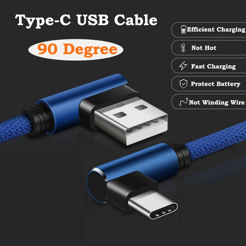 MUSTTRUE usb type-C кабель для huawei P20 Lite P30 Быстрая зарядка для samsung S10 S9 S9 Plus S8 90 градусов кабель для передачи данных tipo c