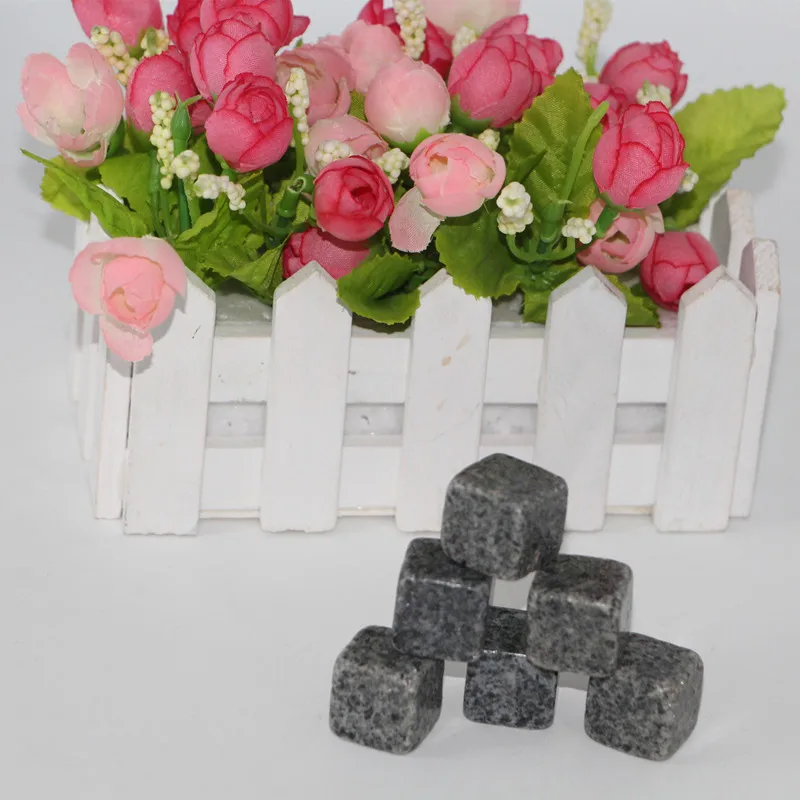 Whiskey Stone Black Velvet Bag Ice Cube Stone Paper Box 9 Pcs