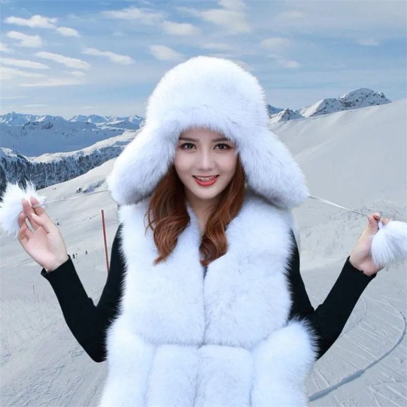 

Autumn and Winter Plush Women's Hat, Korean Fox Fur Hat, Casual Fur Hat, Thin Ear Protection Warm Hat, Ski Hat, Russian Hat