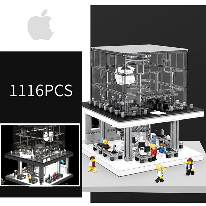 

Creator City LED Version Apple Store Street View Building Blocks Sets Bricks Classic Phone Kids Toys Fit Legoing Architecture