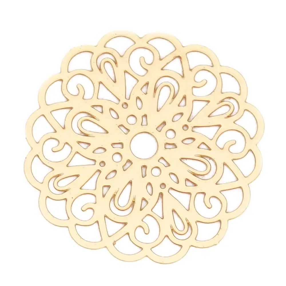 

8Seasons Copper Filigree Stamping Connectors Flower Gold Color Making Earrings Fashion Jewelry Findings 26mm x 25mm,10PCs