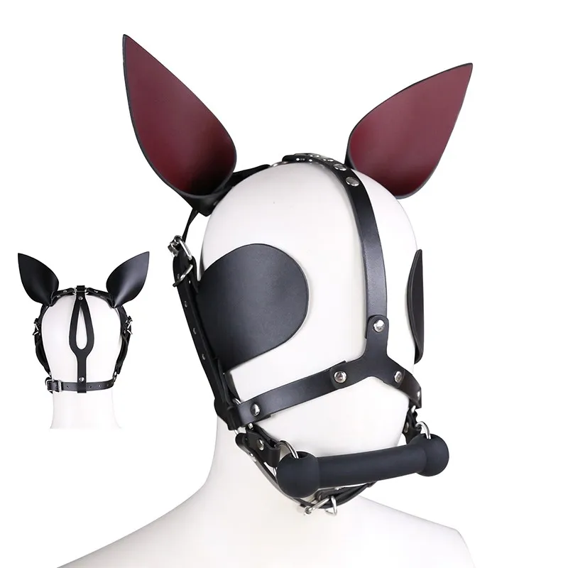 

SM Bondage Sexy Headgear Sex Toys Face Shield Hood BDSM Restraints Open Mouth Gag Ball Couples Adult Games Kinky Fetish Cosplay